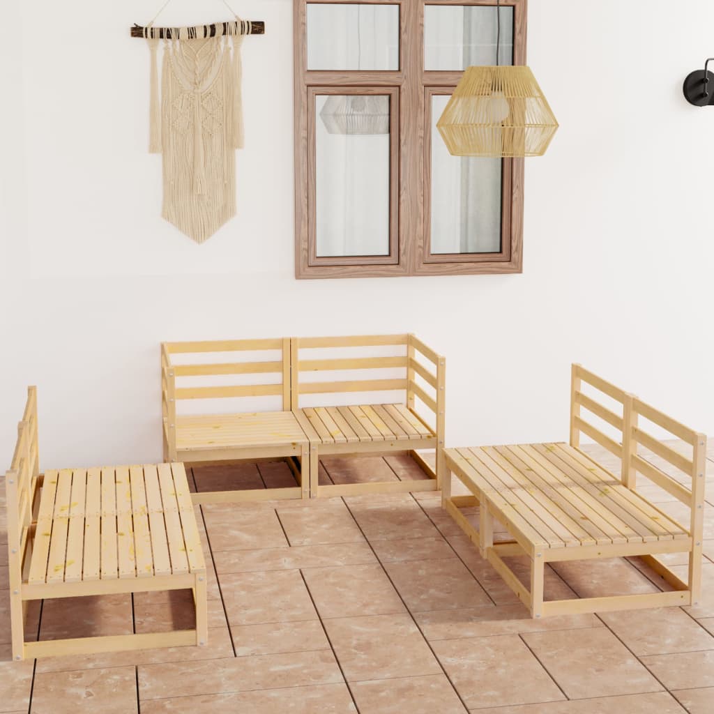  Loungegrupp 6 delar massiv furu