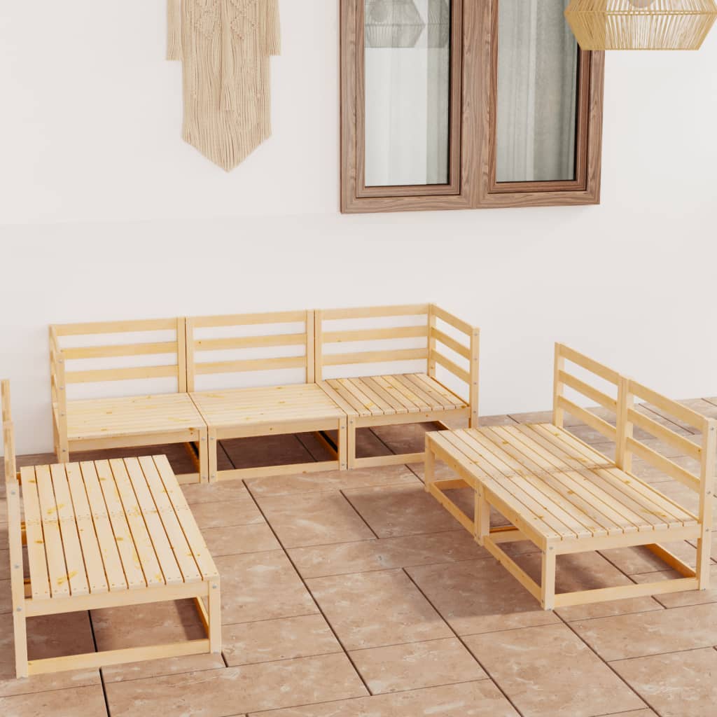  Loungegrupp 7 delar massiv furu