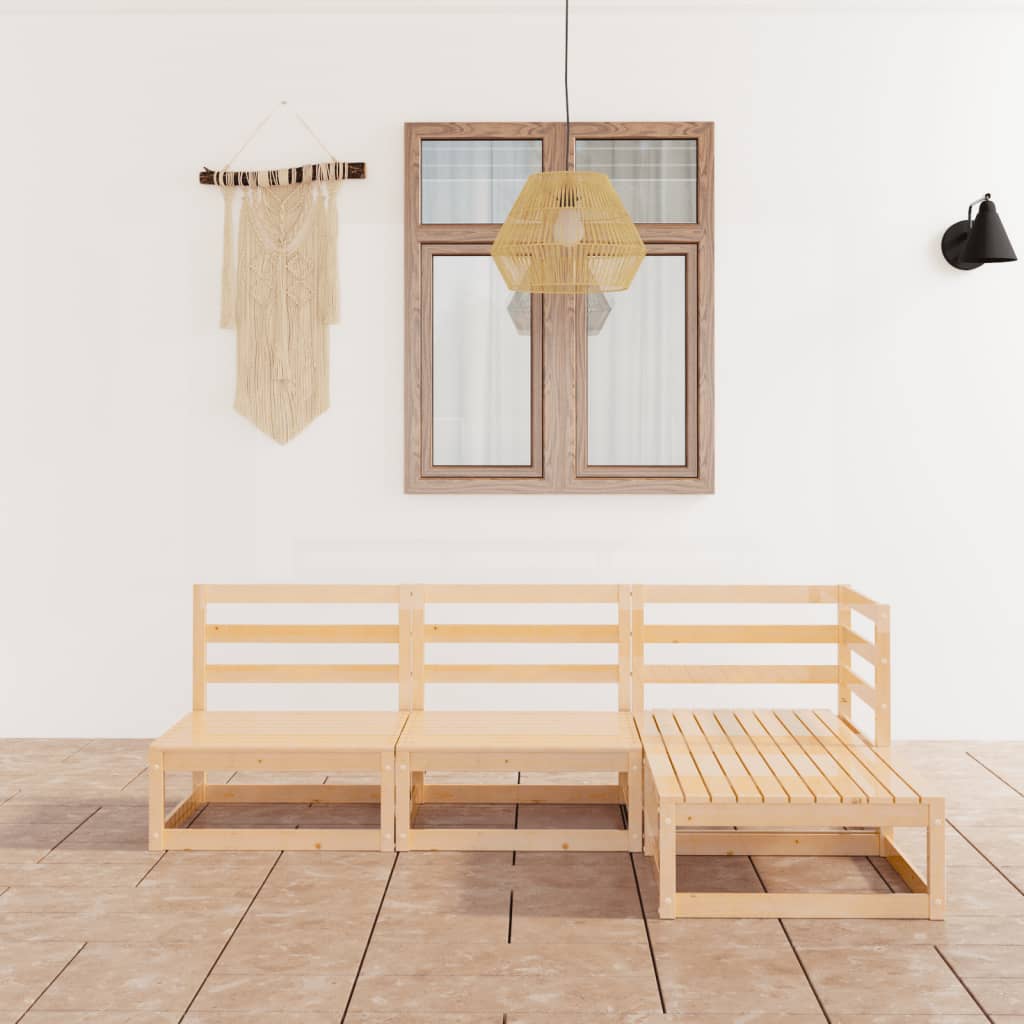  Loungegrupp 4 delar massiv furu