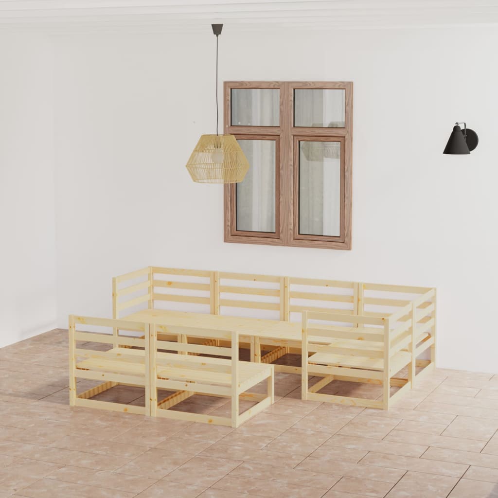  Loungegrupp 7 delar massiv furu