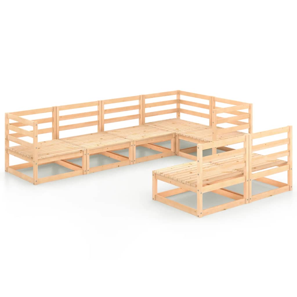  Loungegrupp 7 delar massiv furu