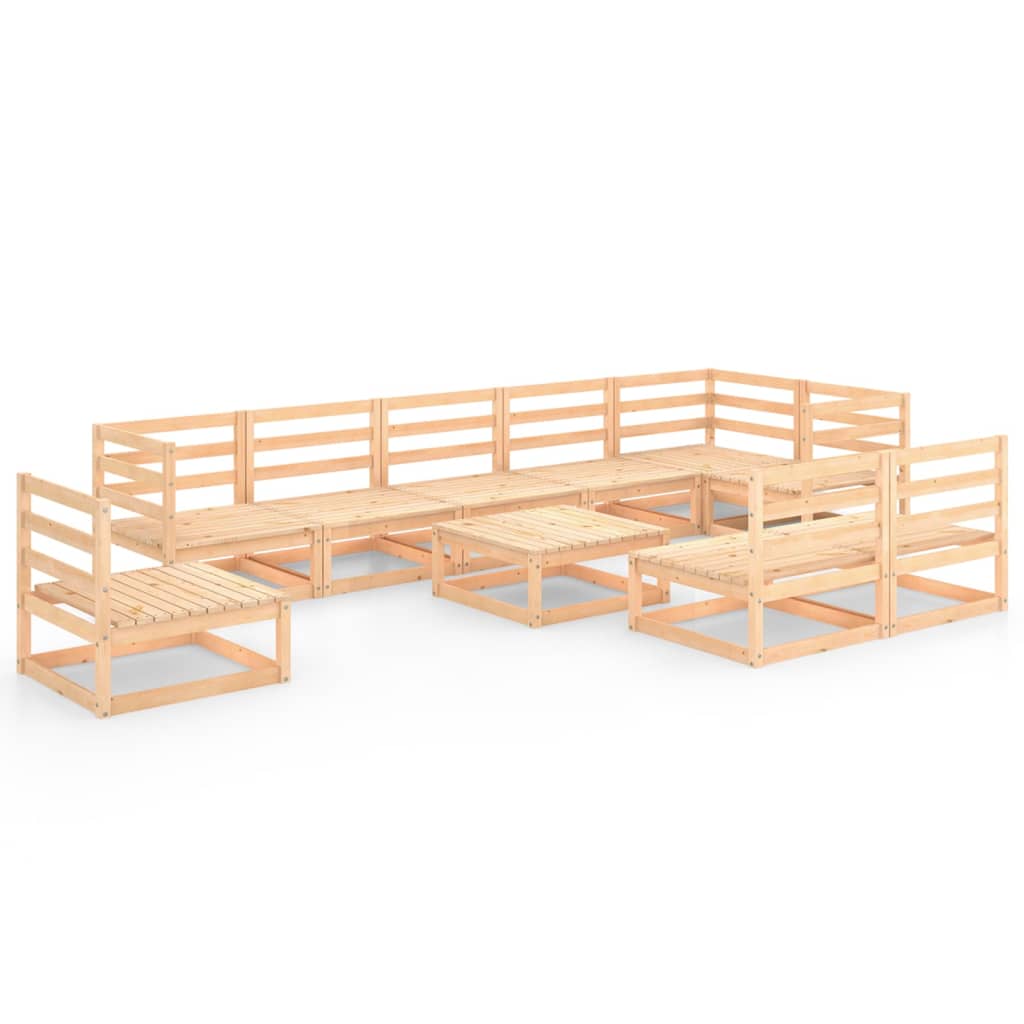  Loungegrupp 10 delar massiv furu