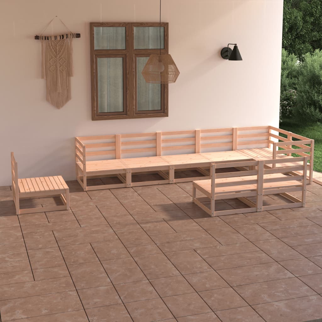  Loungegrupp 9 delar massiv furu
