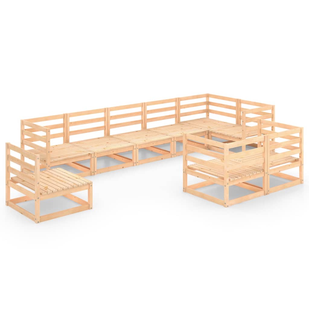  Loungegrupp 9 delar massiv furu