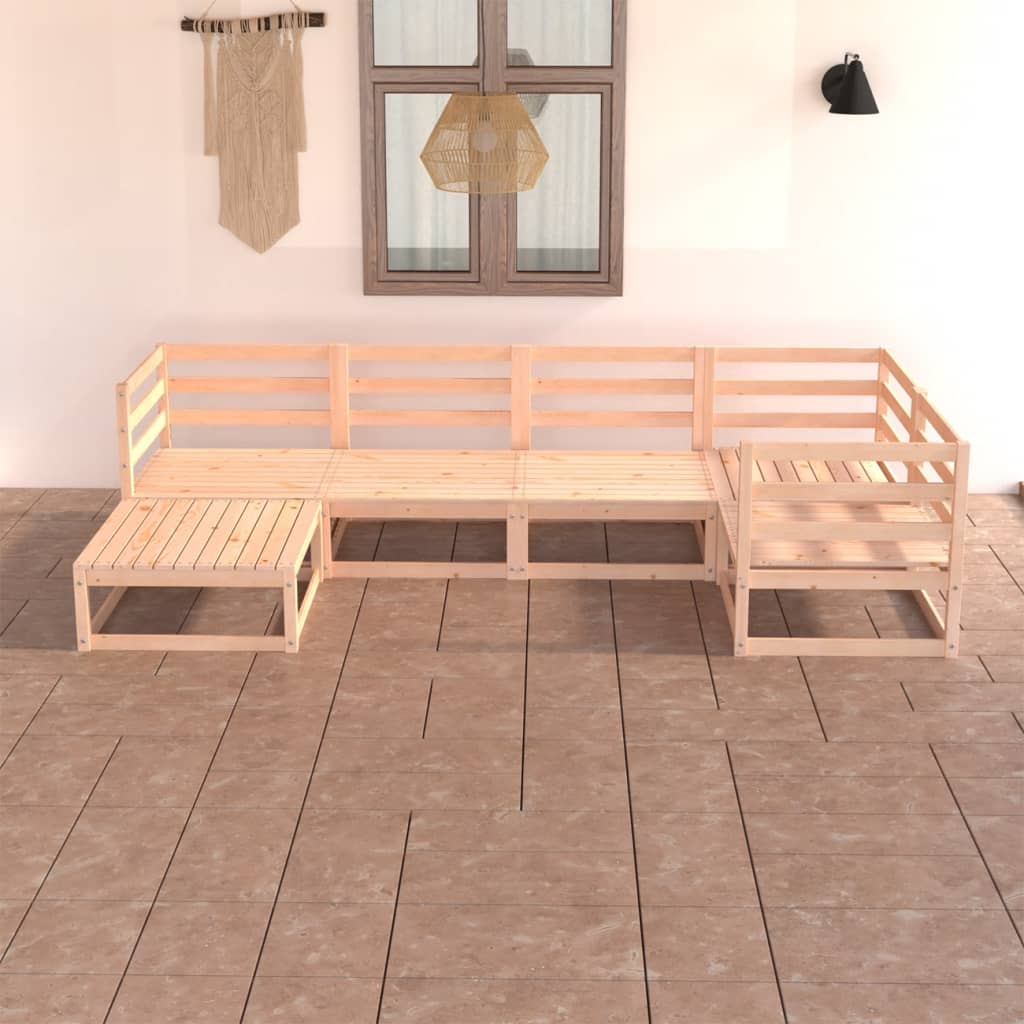  Loungegrupp 6 delar massiv furu