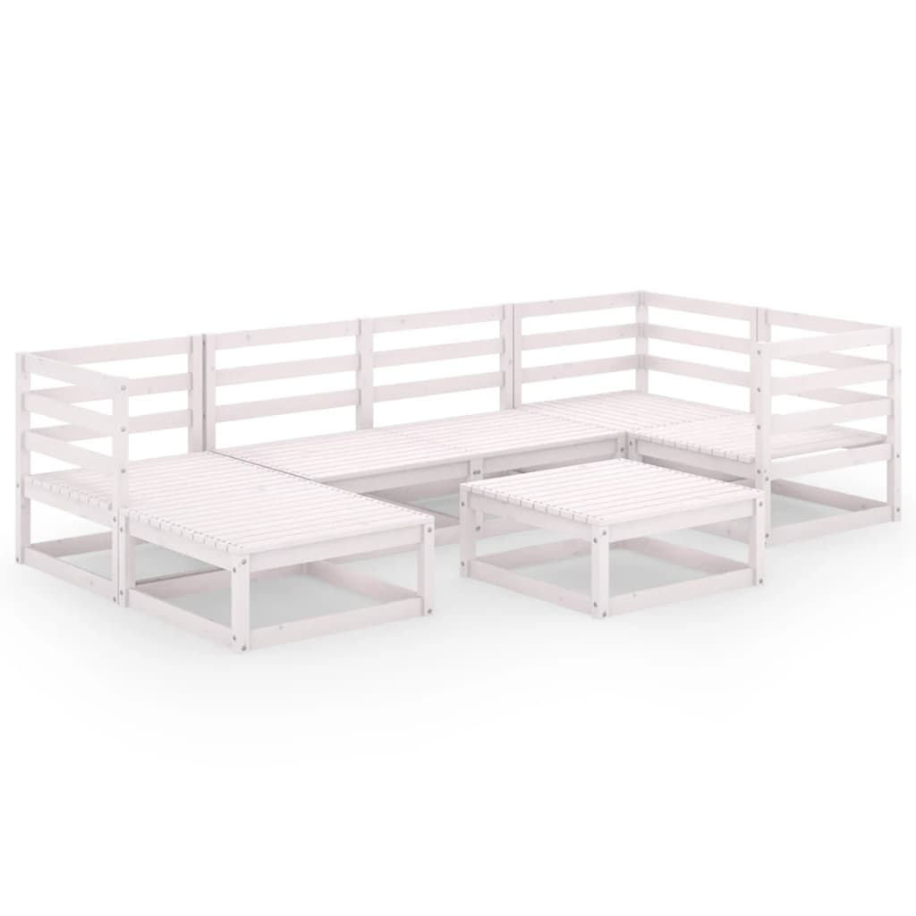  Loungegrupp 7 delar vit massiv furu