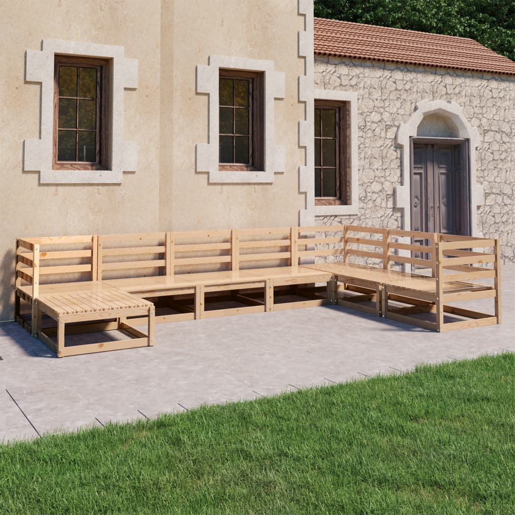  Loungegrupp 8 delar massiv furu