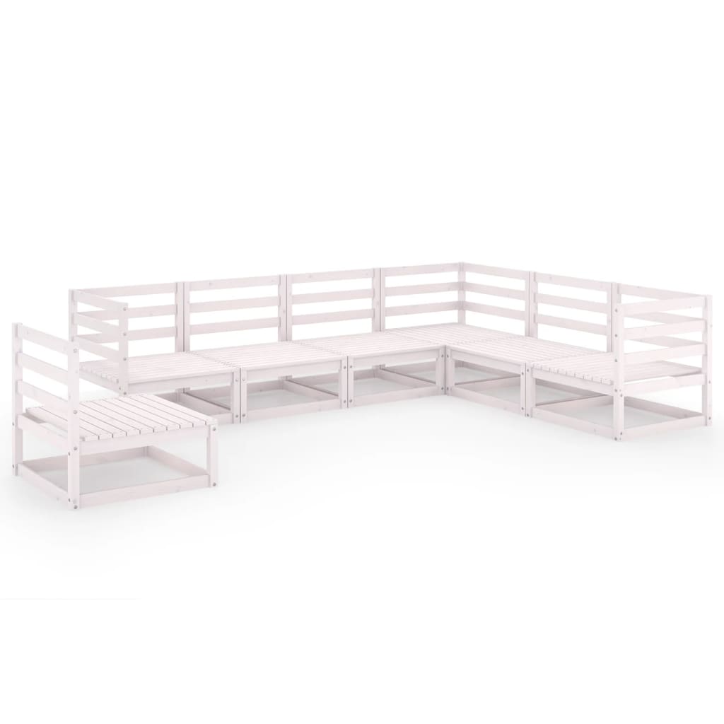  Loungegrupp 7 delar vit massiv furu