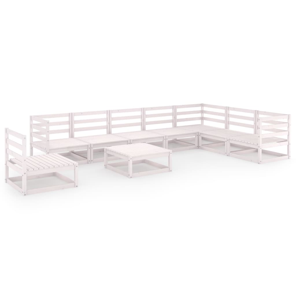  Loungegrupp 9 delar vit massiv furu