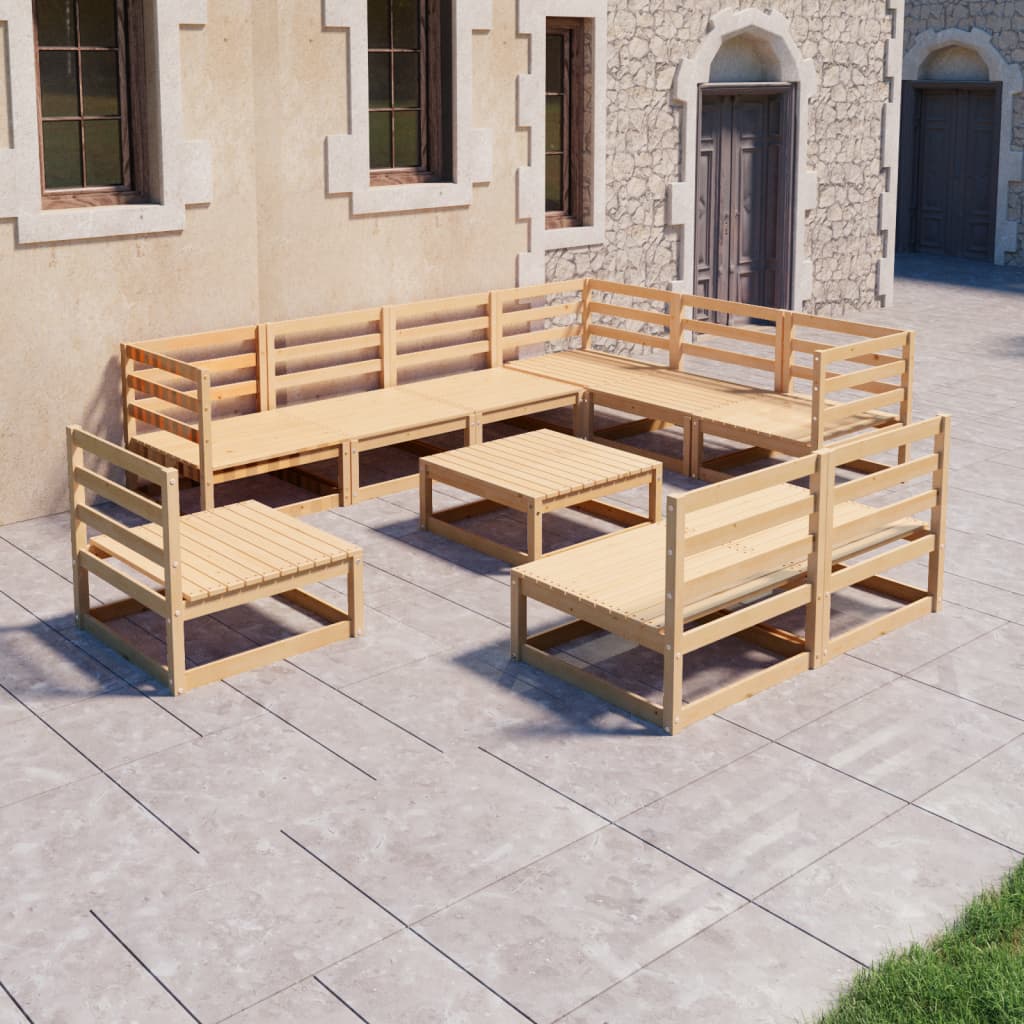  Loungegrupp 10 delar massiv furu