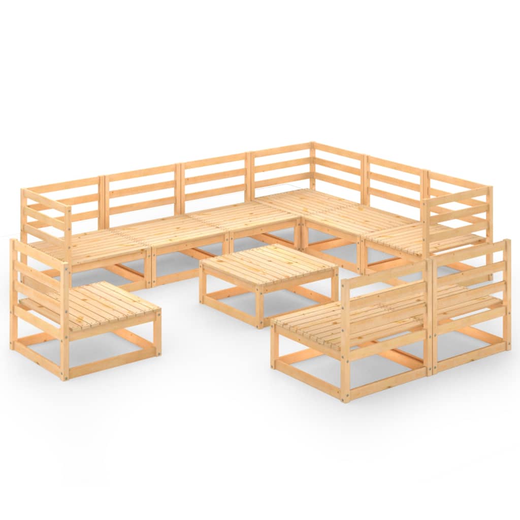  Loungegrupp 10 delar massiv furu