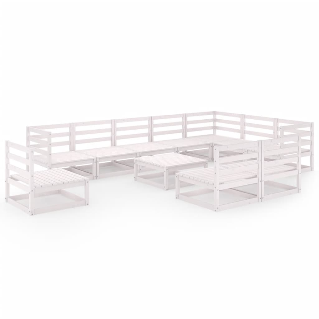  Loungegrupp 11 delar vit massiv furu