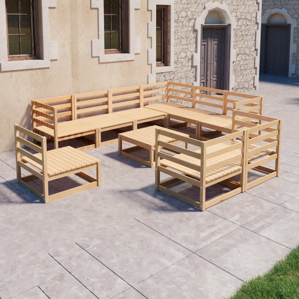  Loungegrupp 10 delar massiv furu