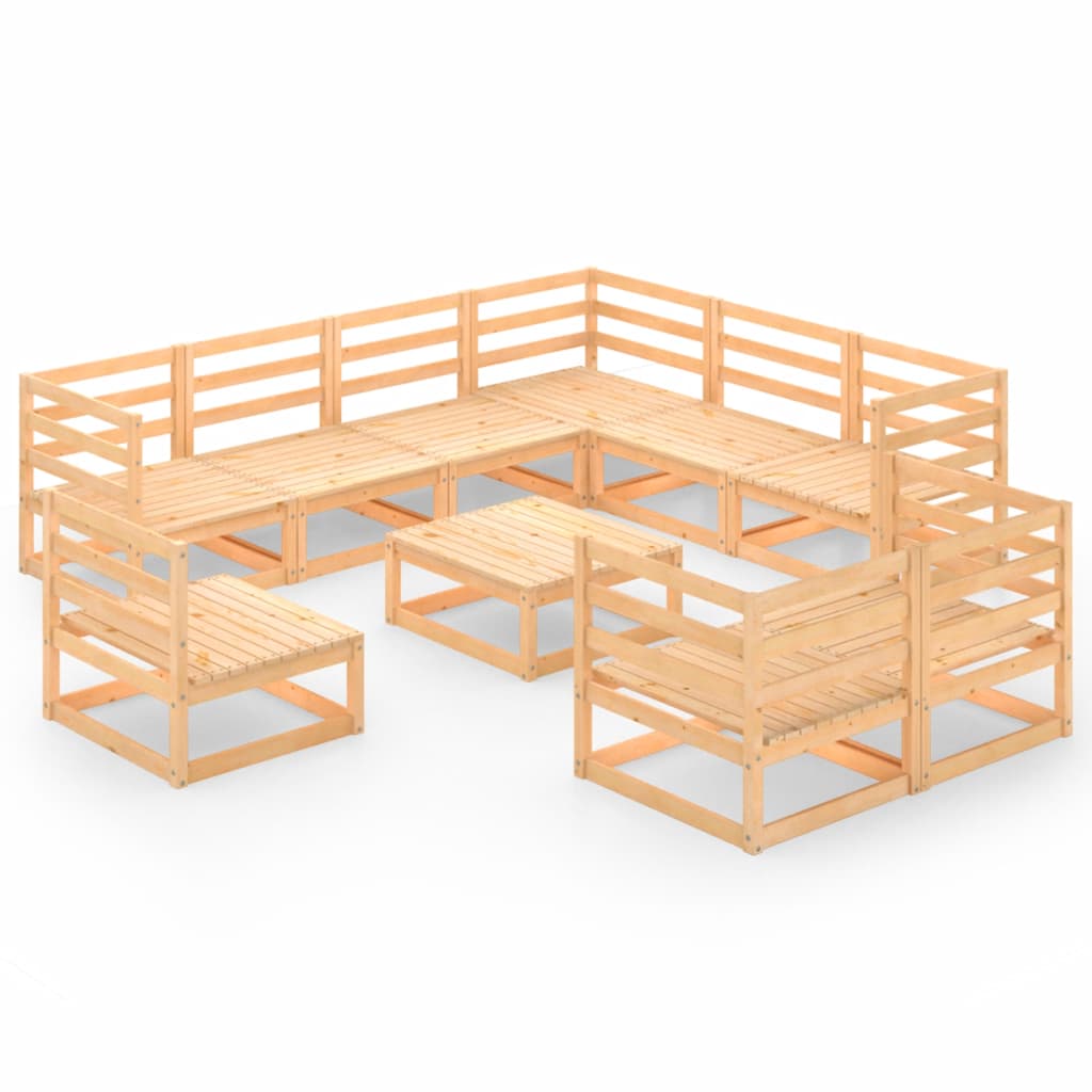  Loungegrupp 10 delar massiv furu