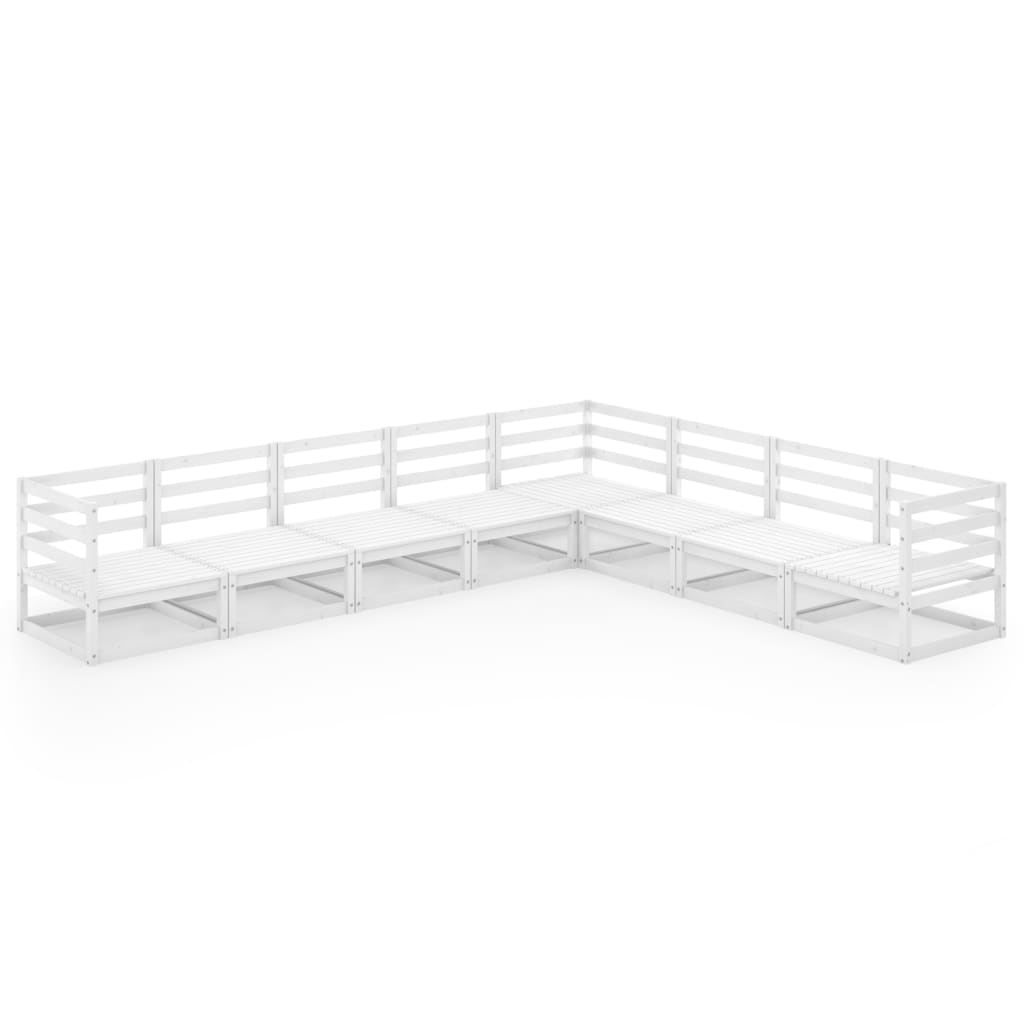  Loungegrupp 8 delar vit massiv furu