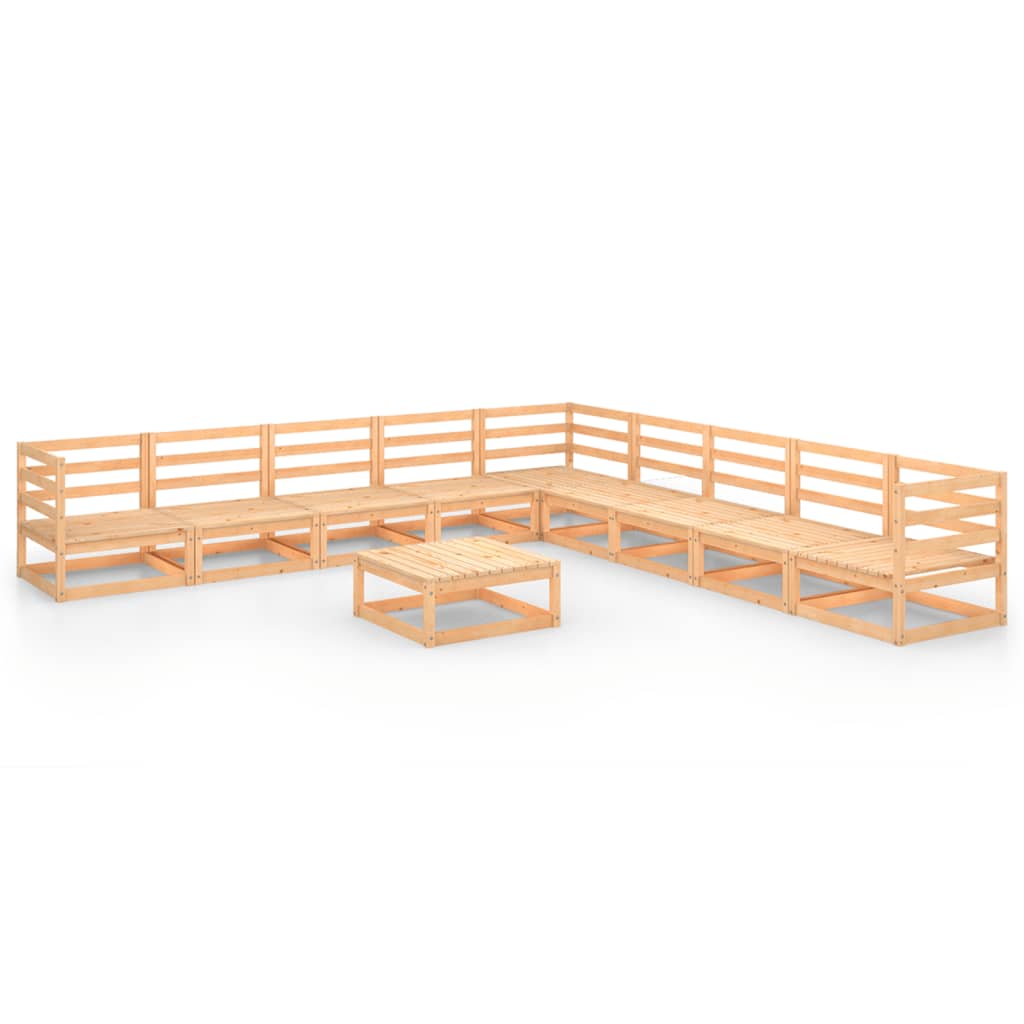  Loungegrupp 10 delar massiv furu