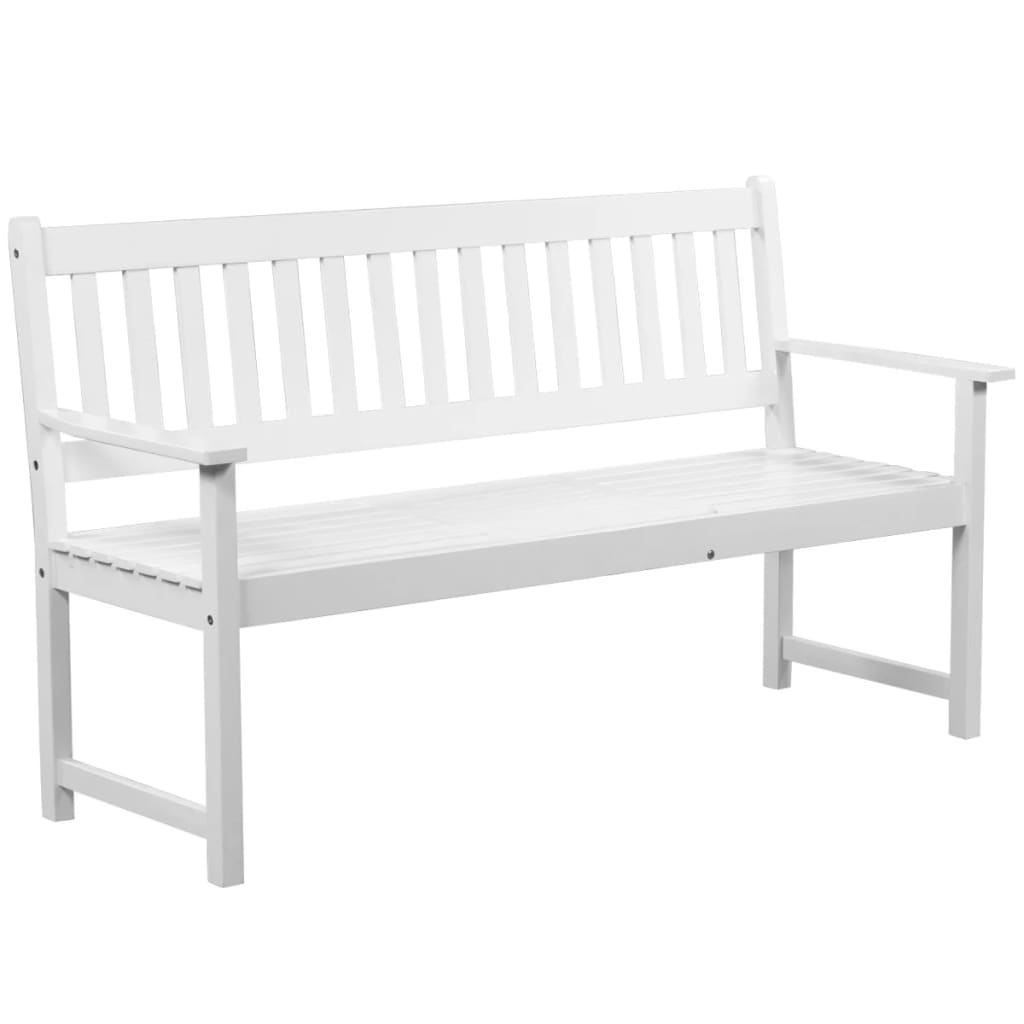  Trädgårdsbänk med popup-bord 158 cm massivt akaciaträ vit