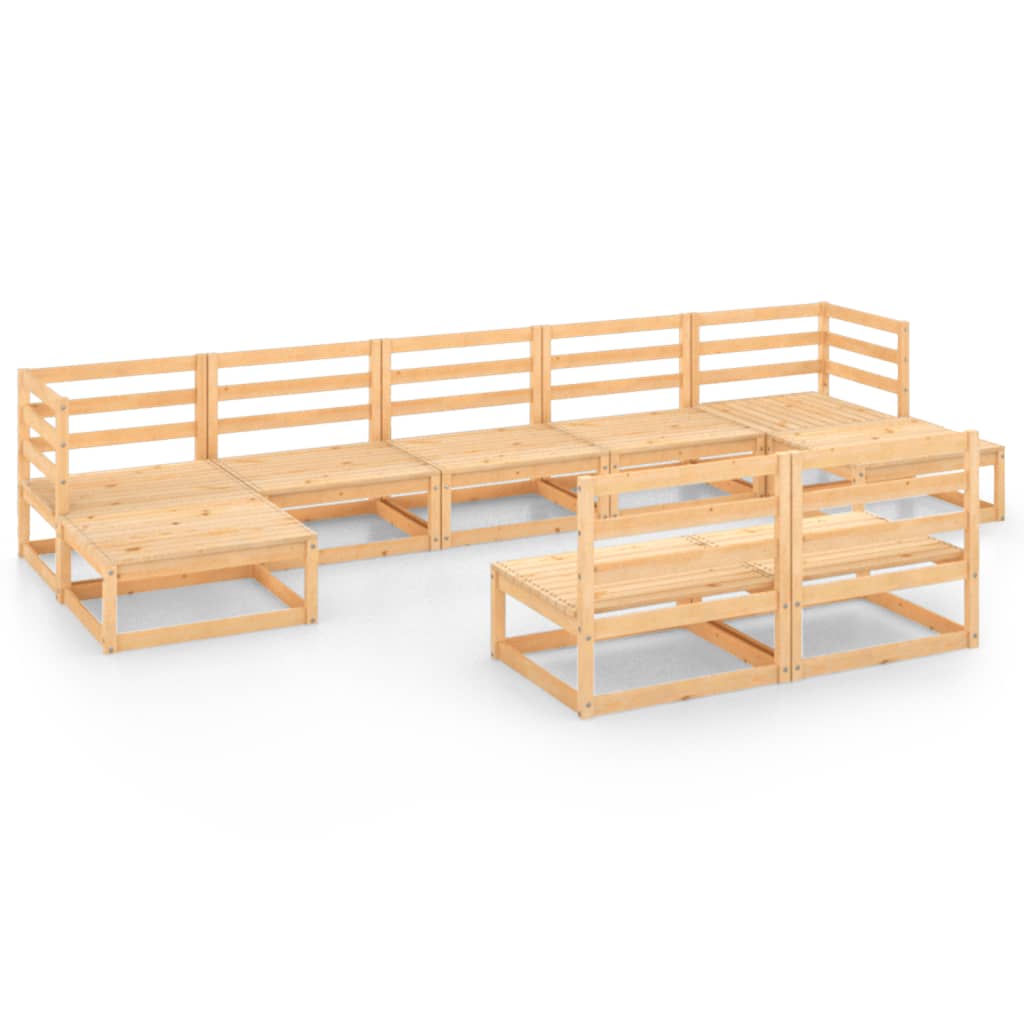  Loungegrupp 9 delar massiv furu