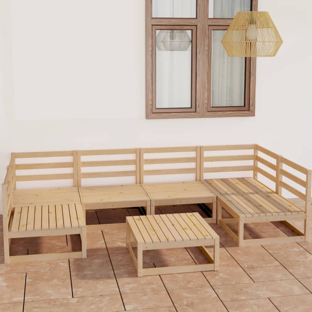  Loungegrupp 7 delar massiv furu