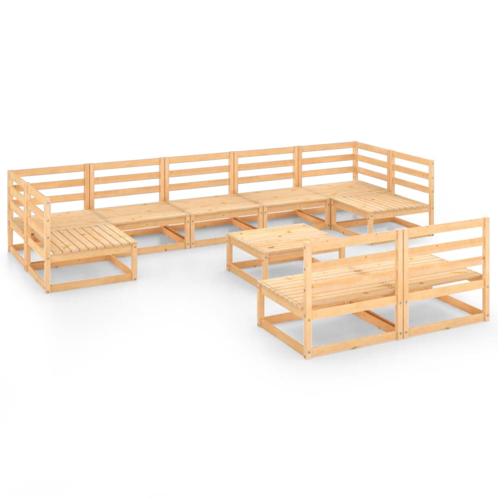  Loungegrupp 10 delar massiv furu