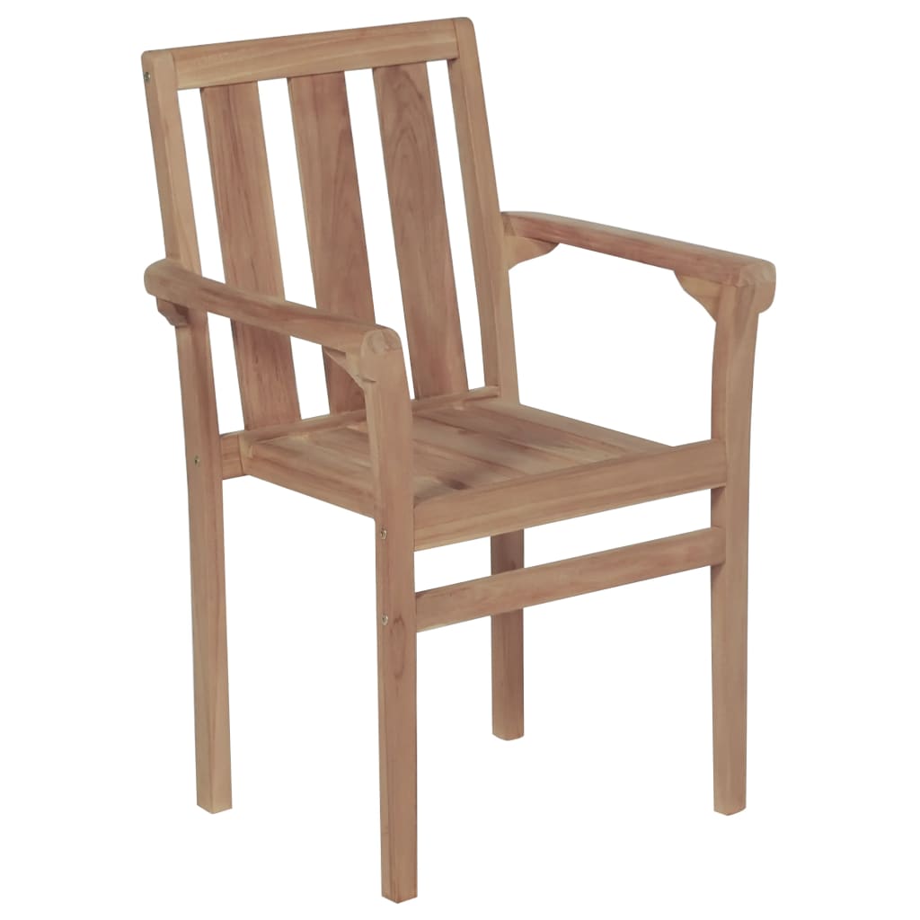  Stapelbara trädgårdsstolar 2 st massiv teak