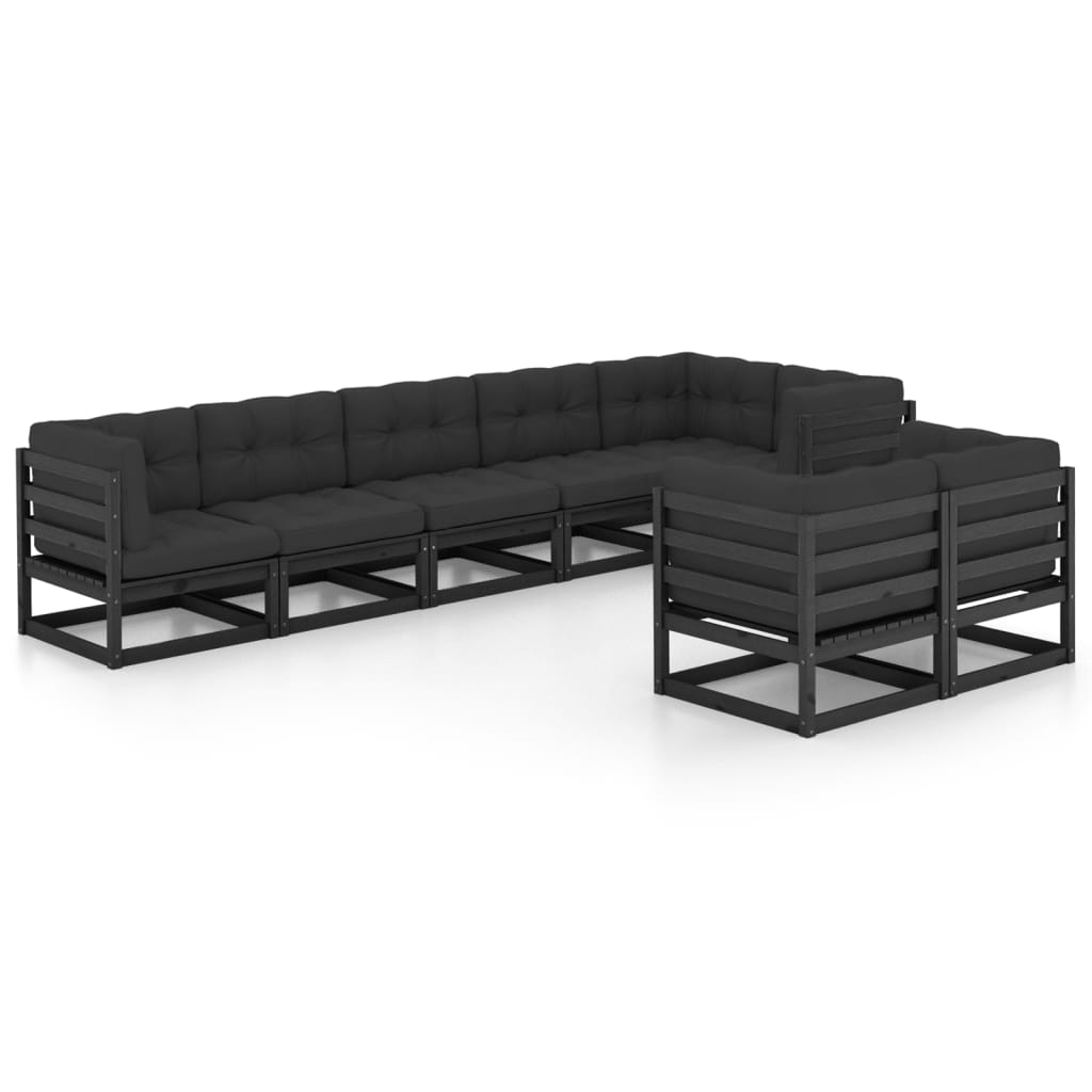  Loungegrupp för trädgården med dynor 8 delar massiv furu