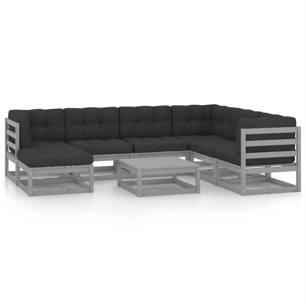  Loungegrupp med dynor 6 delar massiv furu