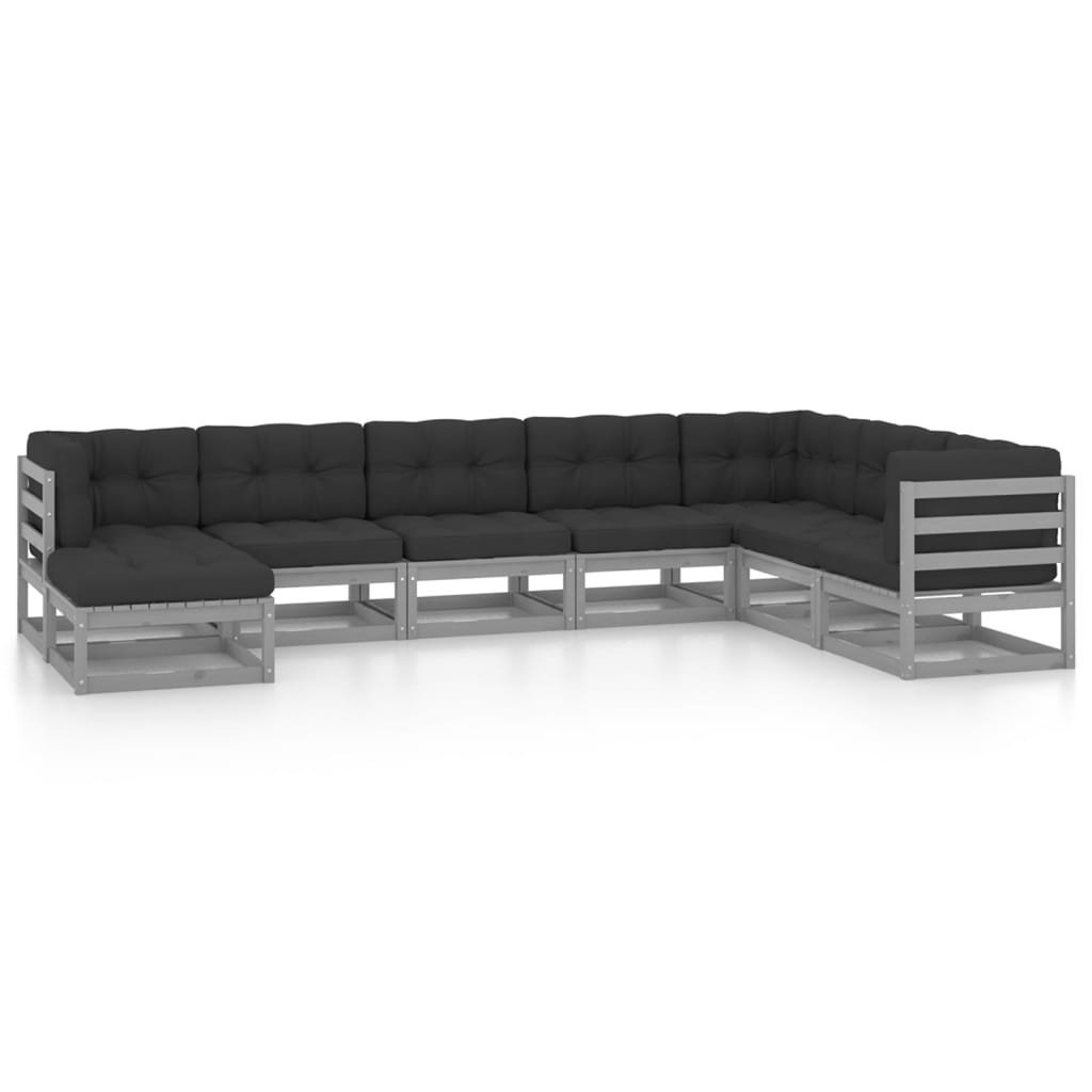 Loungegrupp med dynor 6 delar massiv furu