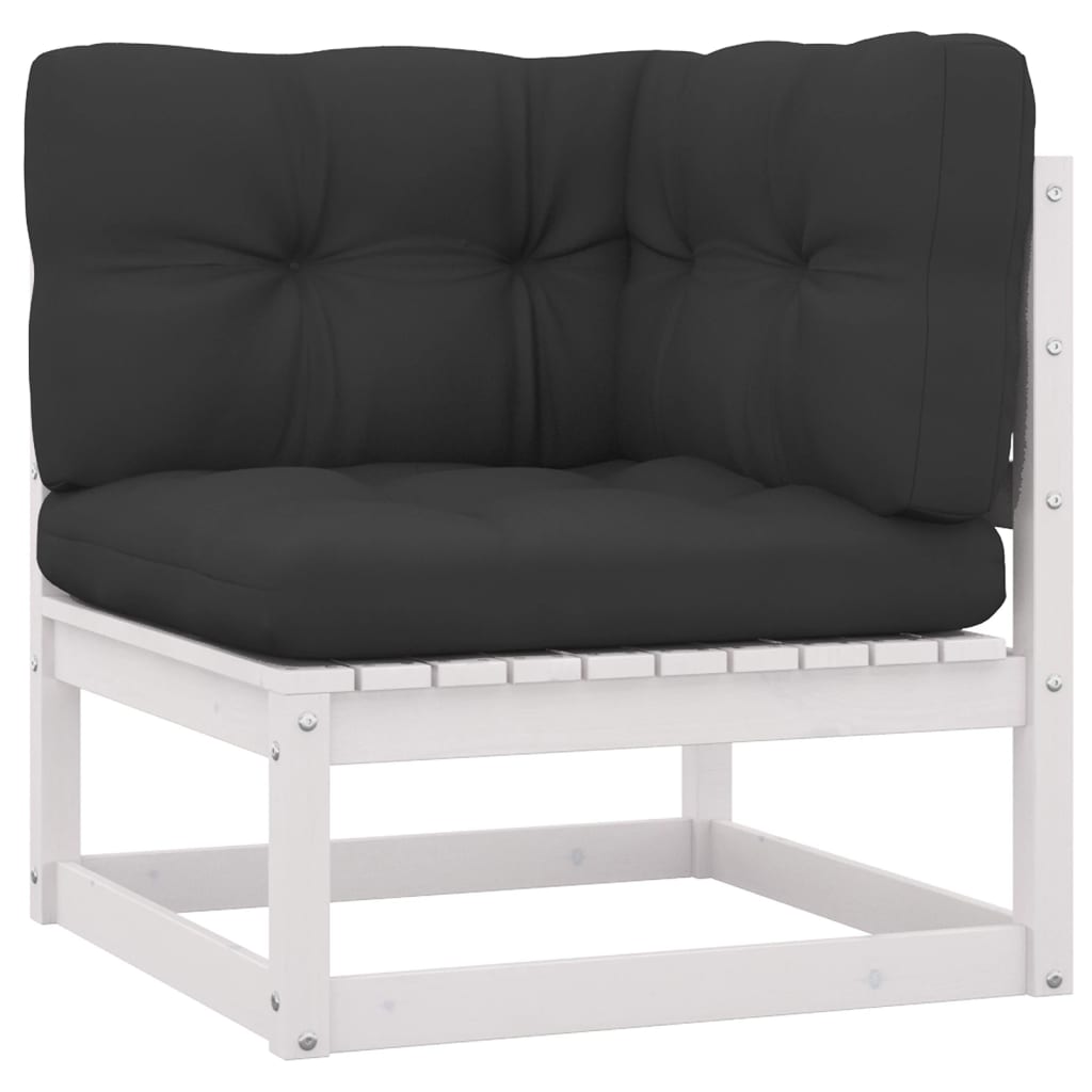  Loungegrupp med dynor 8 delar vit massiv furu