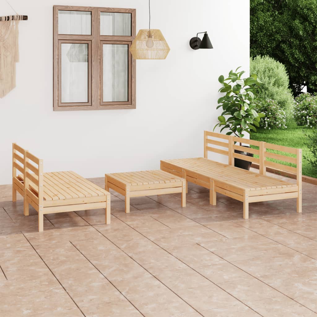  Loungegrupp för trädgården 6 delar massiv furu
