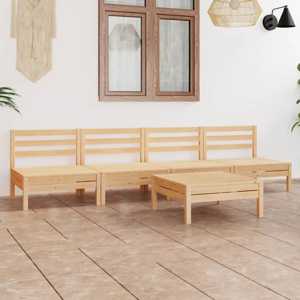  Loungegrupp för trädgården 5 delar massiv furu