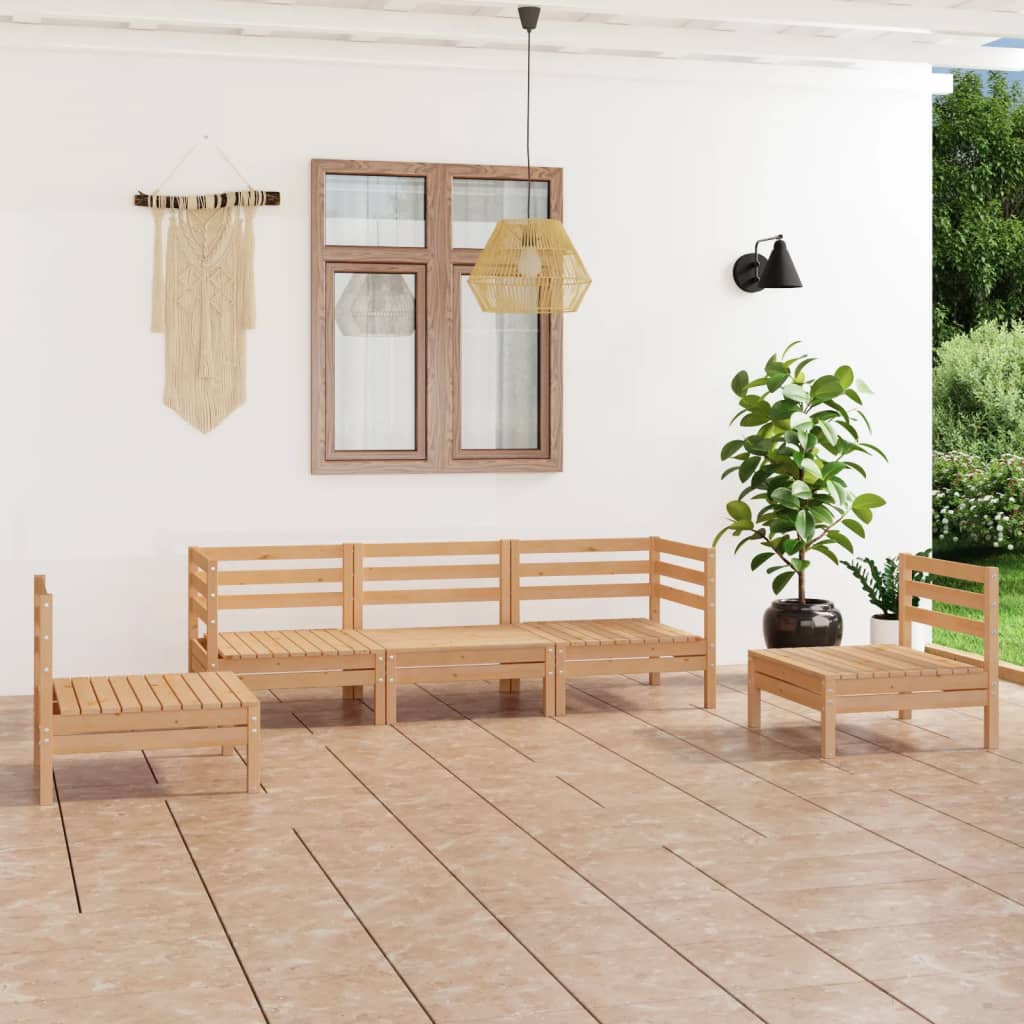  Loungegrupp för trädgården 5 delar massiv furu
