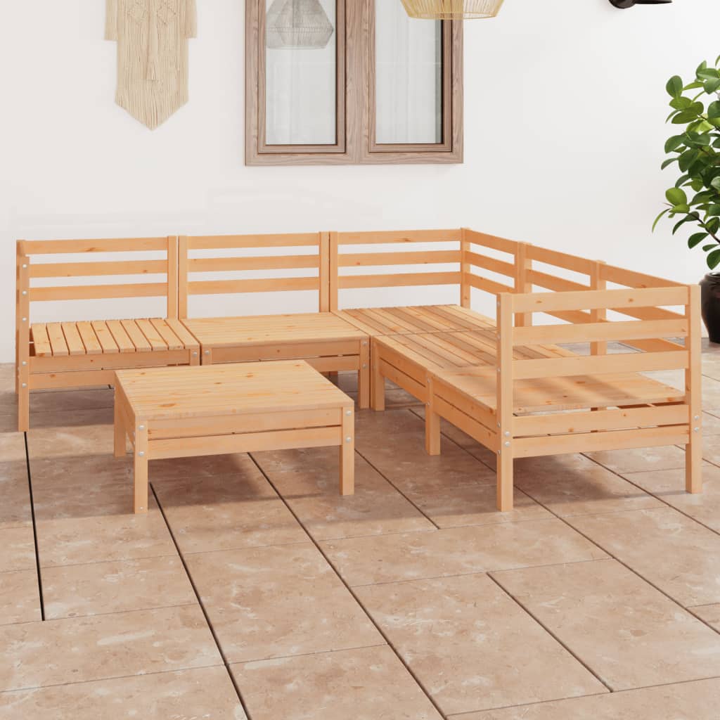  Loungegrupp för trädgården 6 delar massiv furu