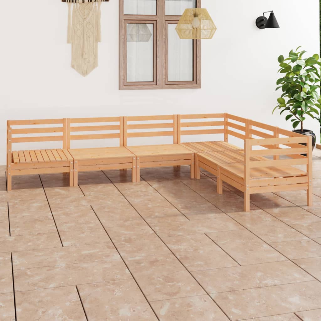  Loungegrupp för trädgården 6 delar massiv furu