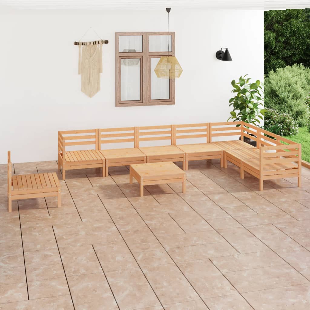  Loungegrupp för trädgården 9 delar massiv furu