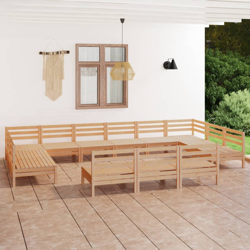  Loungegrupp för trädgården 13 delar massiv furu
