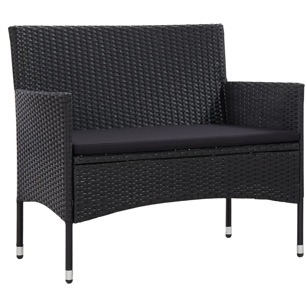  Trädgårdsbänk 103 cm konstrotting svart