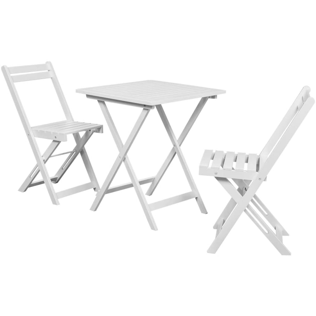  Caféset 3 delar akaciaträ vit