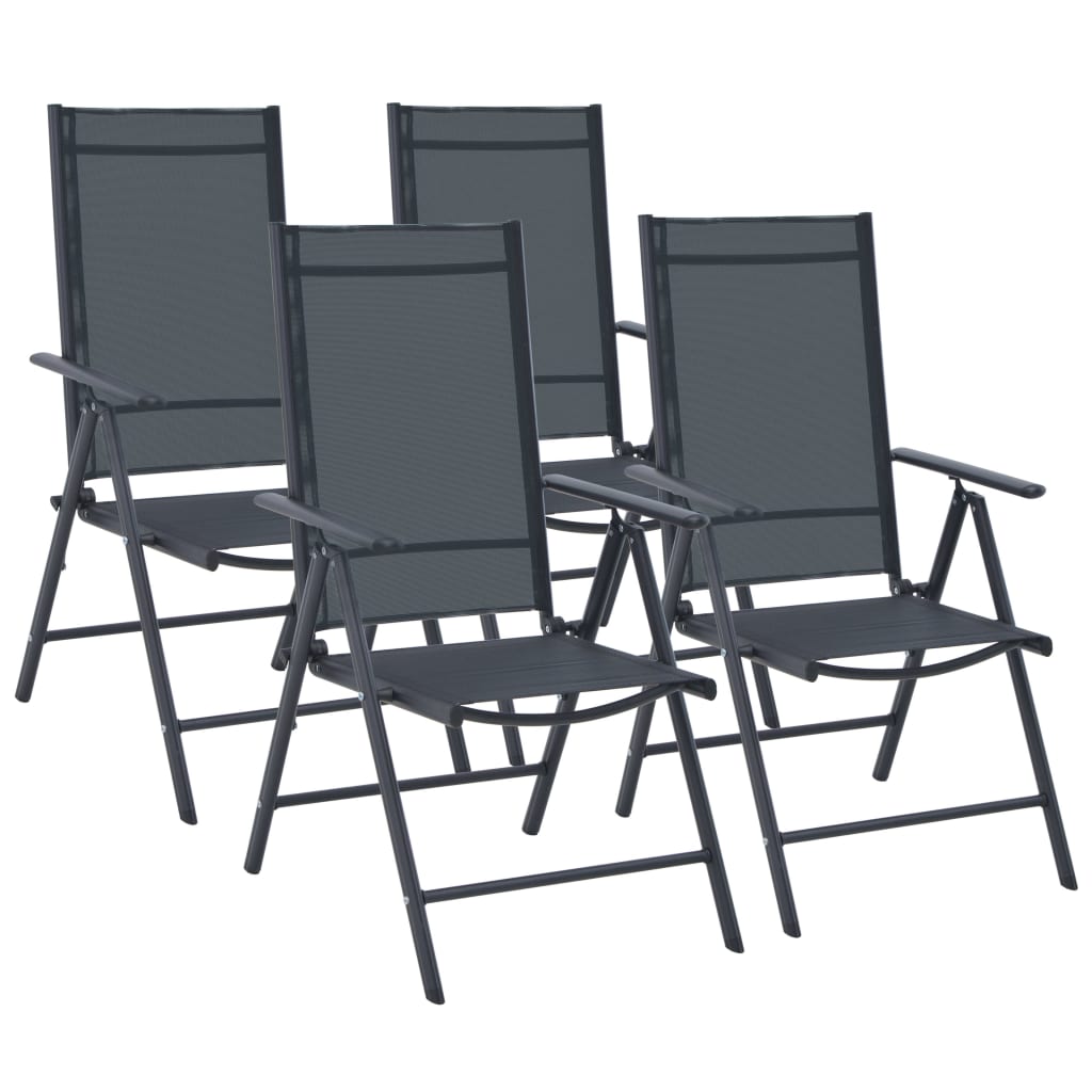  Matgrupp för trädgården 5 delar aluminium & textilene svart