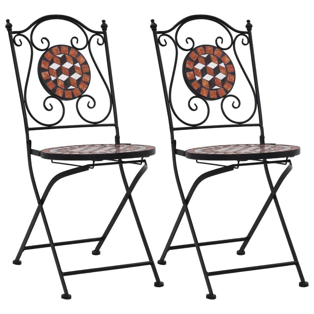  Caféstolar i mosaik 2 st brun keramik
