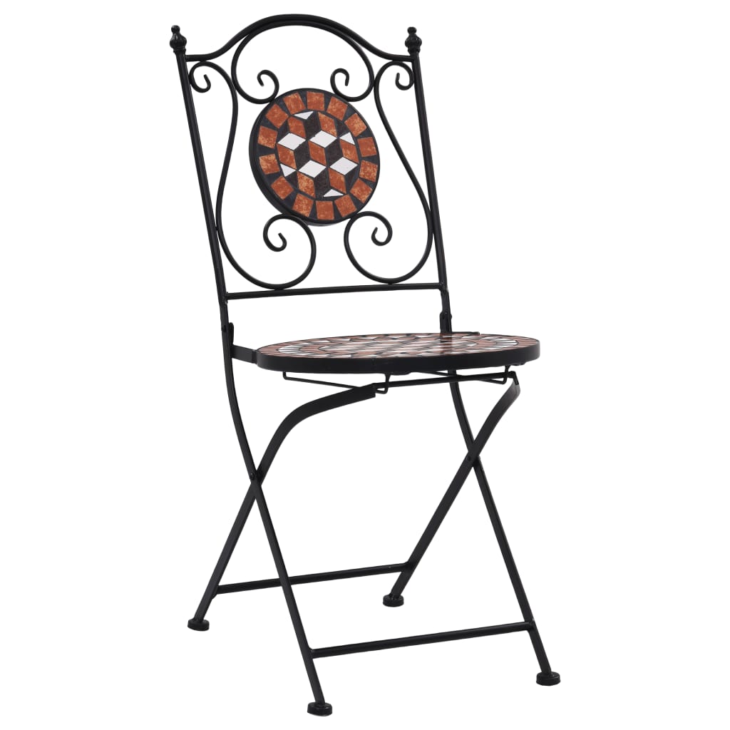  Caféstolar i mosaik 2 st brun keramik