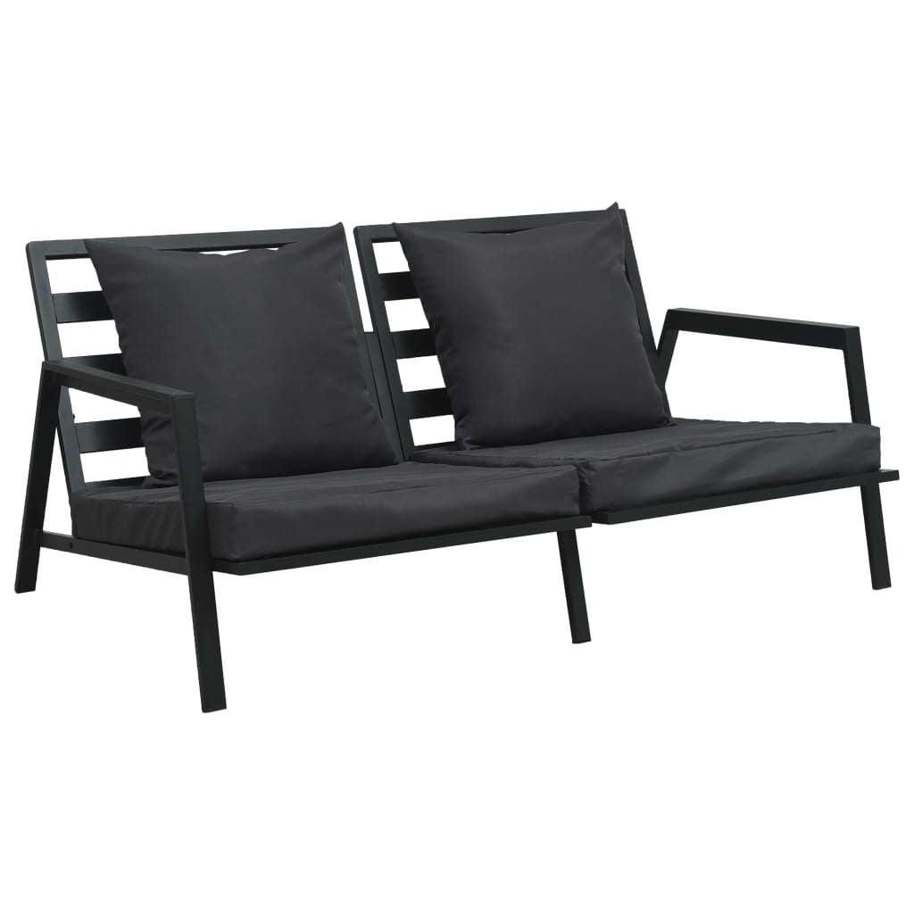  Loungegrupp för trädgården med dynor 5 delar aluminium mörkgrå