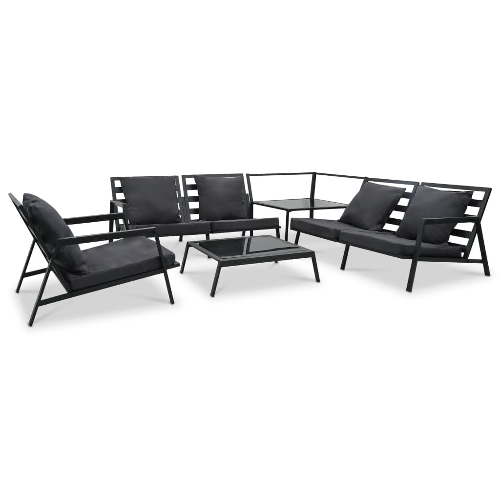  Loungegrupp för trädgården med dynor 5 delar aluminium mörkgrå