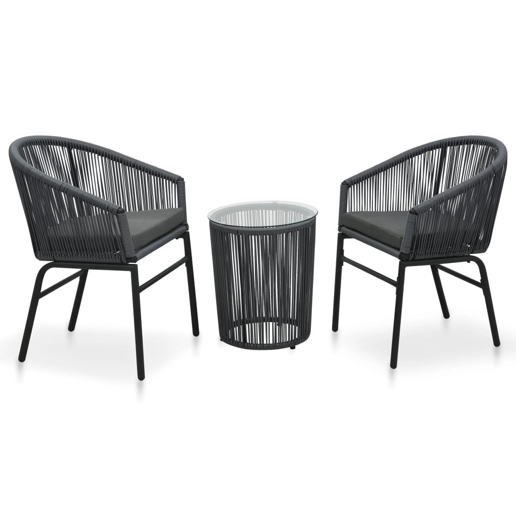  Bistrogrupp 3 delar med dynor PVC-rotting antracit