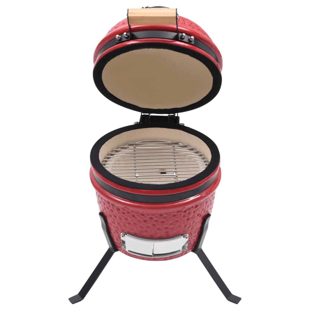 Kamado Rökgrill 2-i-1 keramik 56 cm röd