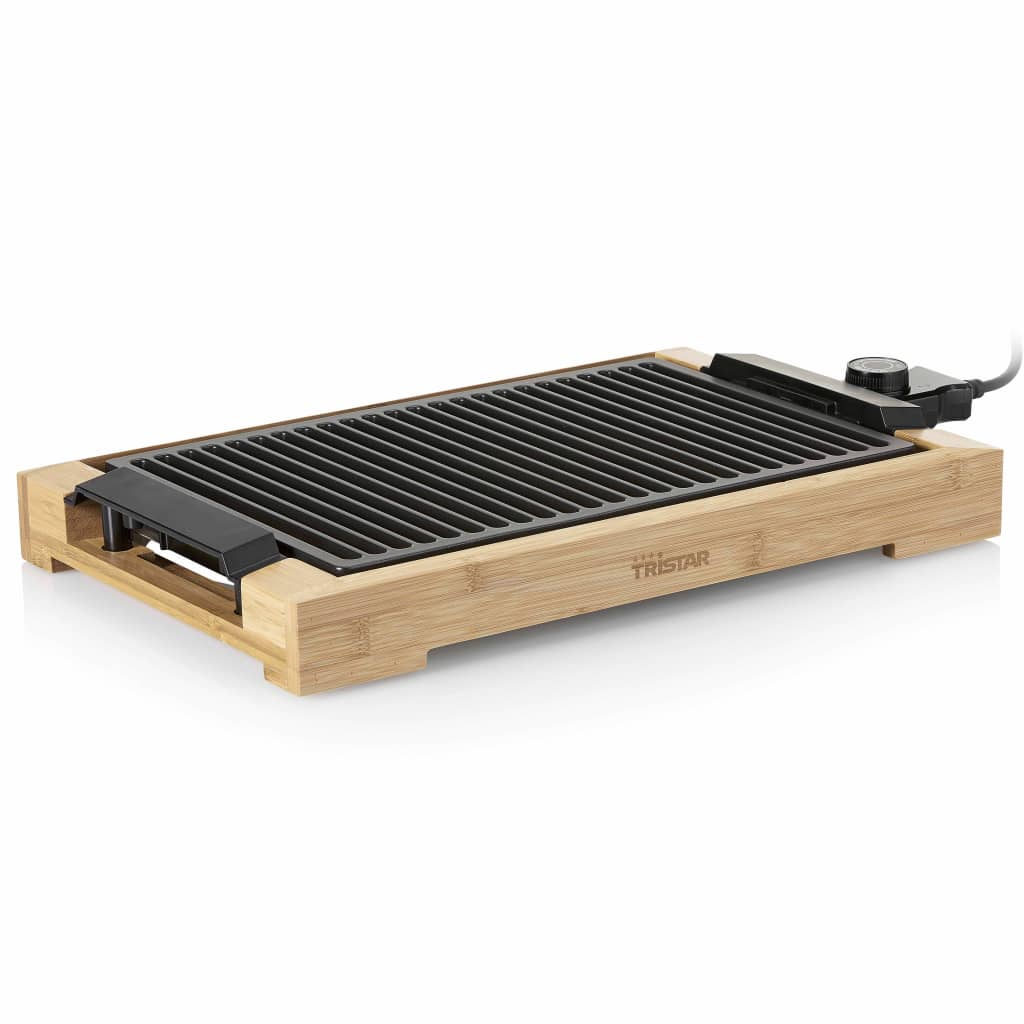 Tristar Stekplatta och elektrisk grill 2000 W 37x25 cm bambu