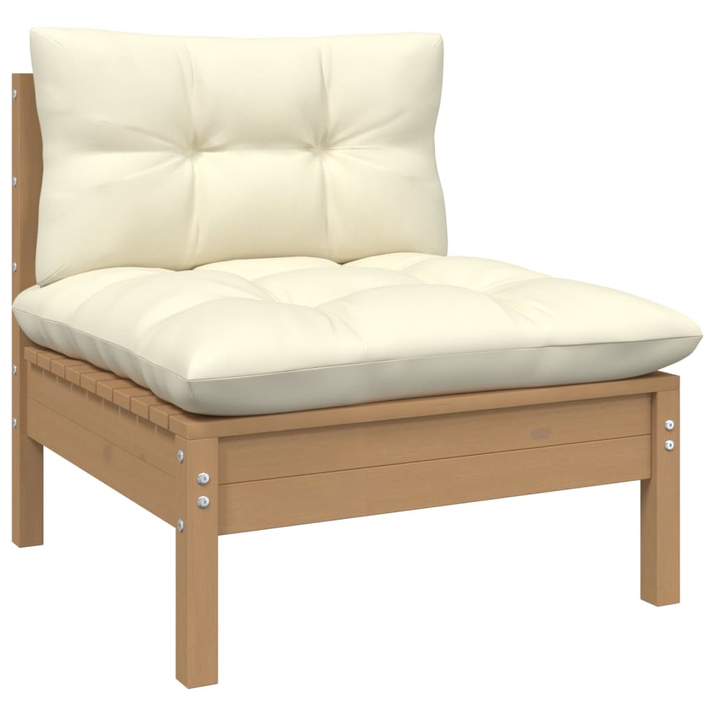 806637  Garden Middle Sofa med kuddar Honey Brown Solid Pinewood