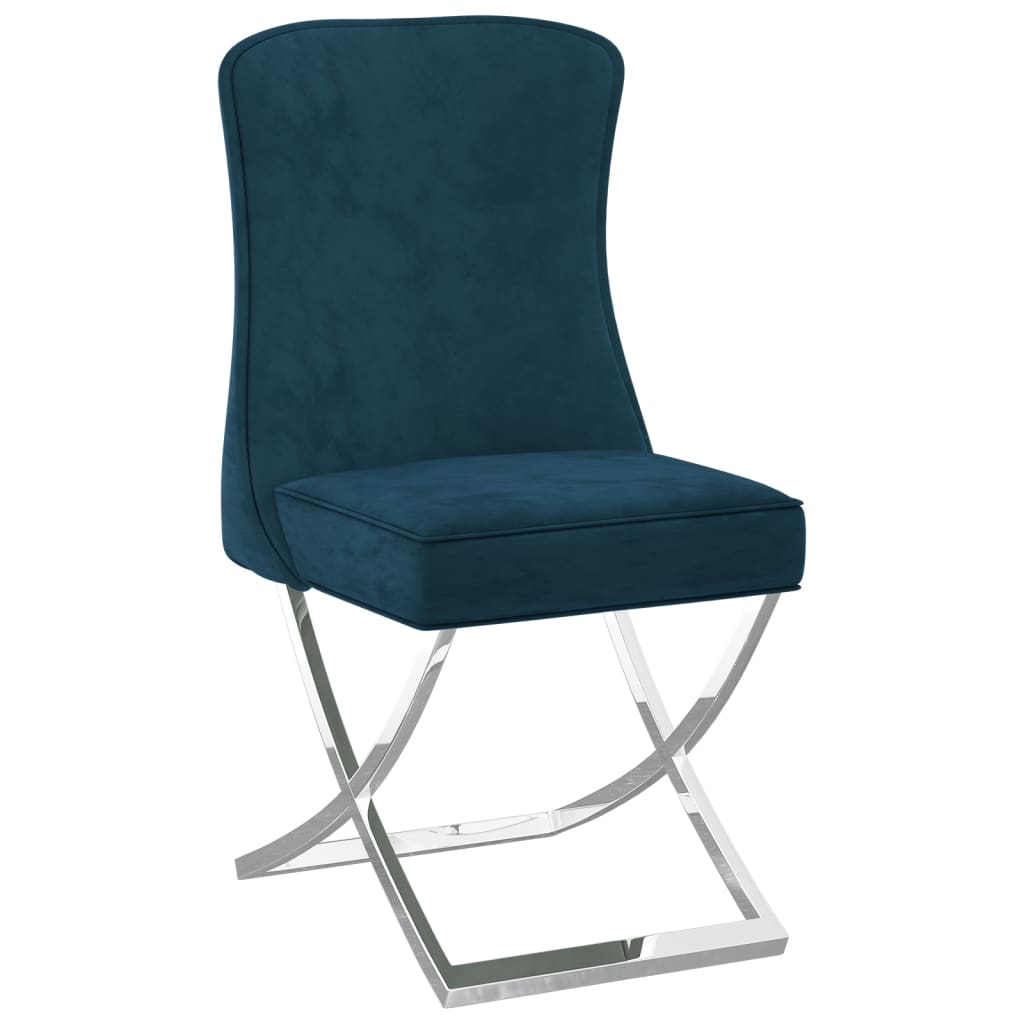  Matstol blå 53x52x98 cm sammet & rostfritt stål