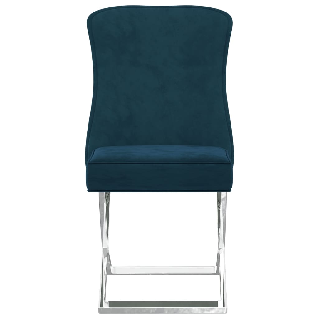  Matstol blå 53x52x98 cm sammet & rostfritt stål